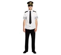 Fever Mens Mile High Pilot CostumeM White/Black SM2627