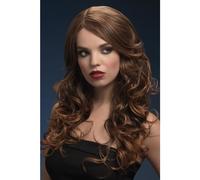 Smiffys Fever Nicole Wig, Light Brown Soft Wave with Side Parting, 26inch/66cm, Fever Wigs Fancy Dress, Fever Dress Up Wigs