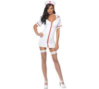Smiffys Fever No Nonsense Nurse Costume, with Dress & Hat, Fever Fancy Dress, Adult Dress Up Costumes