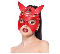 Fever Red Mock Leather Devil Mask Ladies Sexy Halloween Fancy Dress Mask