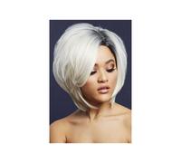 Smiffys Fever Savanna Wig, True Blend, Ice Blonde Asymmetric Bob, Side Parting, 30cm/ 12in, Fever Wigs Fancy Dress, Fever Dress Up Wigs