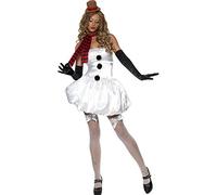 Fever Sexy Snowman Costume, White, with Dress, Scarf and Hat on Headband