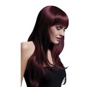 Fever Sienna wig long feathered black cherry heat styleable fringe adult | Heat resistant synthetic fibre lets you style with heated tools up to 120°C for a fresh look at any party or event