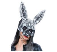 Fever Skeleton Bunny Jewelled Mask in Black fever Black