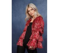 Smiffys Fever Tinsel Festival Jacket Red Statement Partywear Fancy Dress Accessory for Ibiza Pride Concerts Festivals and Themed Events Sparkle Outfit Adult Wear Carnival