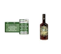 Fever-Tree Refreshingly Light Ginger Beer 6x150ml (Pack of 4, Total 24 Cans) Lamb's Black Spiced Rum, 70cl