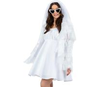Fever Women's Tinsel Festival Costume Jacket in White | Size: S/M fever White S/M