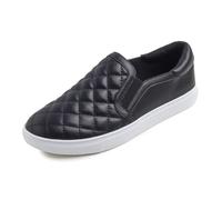 Feversole Women's Casual Slip On Quilted Sneaker Comfort Cupsole Loafer Flats Black Quilted Size 6.5