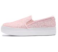 Feversole Women's Fashion Slip-On Trainer Casual Flat Loafers Skater Pumps Trainers Sneakers Shoes Baby Pink Glitter Size 5