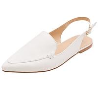Feversole Womens Flat Pointed Toe Slingback Shoes Ladies Synthetic Leather Casual Buckle Strap Shoes Size 3.5-7