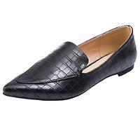 Feversole Women's Loafer Flat Pointed Fashion Slip On Comfort Driving Office Shoes Black Size 8