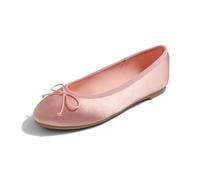 Feversole Women's Shiny Silky Soft Fabric Cushioned Comfort Flats Breathable Party Elegant Dress Ballets Pink Satin Size UK 3.5