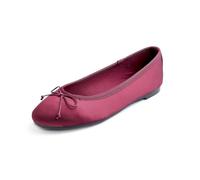 Feversole Women's Shiny Silky Soft Fabric Cushioned Comfort Flats Breathable Party Elegant Dress Ballets Burgundy Satin Size UK 4