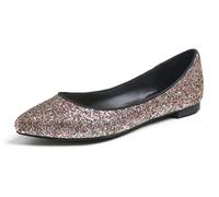 Feversole Women's Sparkle Memory Foam Cushioned Colorful Shiny Ballet Flats Pumps Glitter Pointed Multi Black Size 4.5