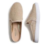 Feversole Women's Sport Mules Slip On Loafers Fashion Backless Sneakers Beige Raffia 6.5UK