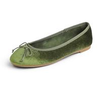 Feversole Women's Suede Macaroon Colorful Memory Foam Cushion Ballet Flat Olive Velvet Size 4.5