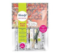 Fevicryl DIY Self Painting Art Of India Kit - Pattachitra Art Includes Ganesha Design Acrylic Paints 12 shades x 20ml Each,Set Of Round Brushes (2U), Pre-Designed Canvas Board 8''x 10'' Above 10 years