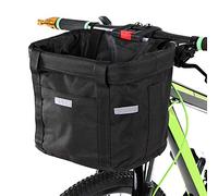 Fewao Detachable Bicycle Front Basket - Folding Canvas Carrier Bag for Handlebar - Removable Organizer for Pet Cat Dog - Bike Frame Bag