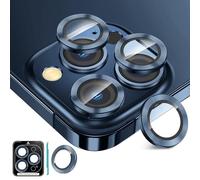 Fewdew 3+1 for iPhone 15 Pro Max/iPhone 15 Pro Camera Lens Protector, 9H Tempered Glass [Anti Scrach] Metal Individual Ring Camera Screen Protector Cover for iPhone 15 Pro/Pro Max,Navy Blue
