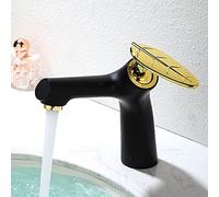 FEWDSCA Bathroom Sink Tap Elegant Bathroom Faucet Hot and Cold Water Basin Mixer Taps, Chrome and White Finish Brass Toilet Sink Water Basin Faucets/Black and Den