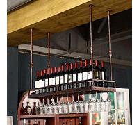 FEWDSCA Floatiwine Shelf Wine Glass Rack Upside Down Bar Wine Rack Industrial Wine Glass Hangicup Wine Bottle Rack/Bronze/120 * 35Cm(47 * 13.8Inch)