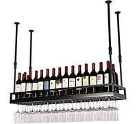 FEWDSCA Floatiwine Shelf Wine Glass Rack Upside Down Bar Wine Rack Industrial Wine Glass Hangicup Wine Bottle Rack/Black/120 * 35Cm(47 * 13.8Inch)