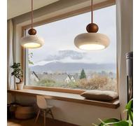 FEWDSCA Stlight Natural Travertine Hangingp Japanese Style Ledp Retro Cream Light for Bedroom Liviroom Diniroom/B