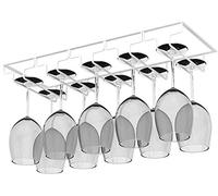 FEWDSCA Under Cabinet Hangiwine Glass Rack Storage Stand Iron Wine Shelf Modern Stemware Displaymalist for Wine Lovers Bronze 6 Slots/White/5 Slots