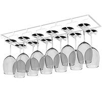 FEWDSCA Under Cabinet Hangiwine Glass Rack Storage Stand Iron Wine Shelf Modern Stemware Displaymalist for Wine Lovers Bronze 6 Slots/White/6 Slots