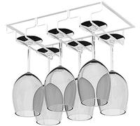 FEWDSCA Under Cabinet Hangiwine Glass Rack Storage Stand Iron Wine Shelf Modern Stemware Displaymalist for Wine Lovers Bronze 6 Slots/White/3 Slots