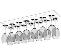 FEWDSCA Under Cabinet Hangiwine Glass Rack Storage Stand Iron Wine Shelf Modern Stemware Displaymalist for Wine Lovers Bronze 6 Slots/White/7 Slots