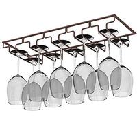 FEWDSCA Under Cabinet Iron Wine Glass Rack Display Stand Wall Mounted Modernmalist for Lovers White Storage Hangistemware/Bronze
