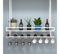 FEWDSCA Wine Racks Ceilihangishelves Bottle Glass Shelf Industrial Retro Decor Wall Mounted Wine Glass Rack for Bar Kitchen Liviroom/White/100Cm(39In)