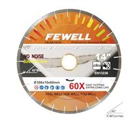 FEWELL 14inch Diamond Saw Blade Dekton Blade 45° Beveling Cutting Silent Ceramic Blade 10mm Segment Wet Cutting Dekton Tile Porcelain 356x10x60/50mm