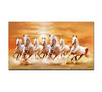 FEWFQ Artistic Animals Seven Running White Horse Painting On Canvas Wall Painting For Living Room -20X40 Inch No Frame 1 Pcs