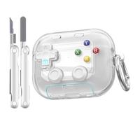 FEWGEY for AirPods Pro 3 Case with Secure Lock Clip, Funny Hard Shell Game Player Design, Compatible with Apple AirPods Pro 3rd Generation Case Cover, with Keychain and Cleaner Kit, Clear