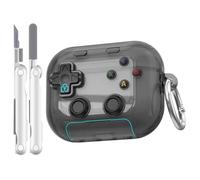 FEWGEY for AirPods Pro 3 Case with Secure Lock Clip, Funny Hard Shell Game Player Design, Compatible with Apple AirPods Pro 3rd Generation Case Cover, with Keychain and Cleaner Kit, Black