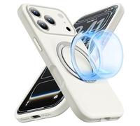 FEWGEY for iPhone 17 Pro Case with 360 Magnetic Stand, Compatible with MagSafe, Premium Liquid Silicone Phone Case with Camera Control Button, Kickstand Holder Ring Shock Proof Protection, White