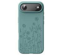 FEWGEY Liquid Silicone Case for iPhone 17 Air Compatible with Magsafe, Fall Engraved Floral Design Shock Proof Heavy-Duty Protection Hard Phone Case for Women Girls, Midnight Green