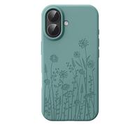 FEWGEY Liquid Silicone Case for iPhone 17 Compatible with MagSafe, Fall Engraved Floral Design Shock Proof Heavy-Duty Protection Hard Phone Case for Women Girls, Midnight Green