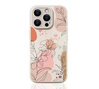 FEWGEY Silicone Phone Case for iPhone 16 Pro Compatible with Magsafe, Boho Retro Modern Vintage Cute Lily Floral Flower Spring Summer Designer Shock Proof Heavy-Duty Protection for Women Girls Men