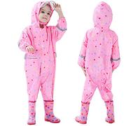 Fewlby Kids Puddle Suit All in One Waterproof Overalls Toddler Rain Suit for Boys Girls Hooded Rain Coat Lighweight Muddy Suit Cartoon Rainwear 8-10 Years XXL Size
