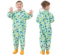 Fewlby Kids Puddle Suit Rain Suit Boys Girls Waterproof Suit Toddler All in One Waterproof Overall Muddy Suit Cartoon Dinosaur Raincoat Rain Wear, XL Size 7-9 Years