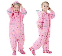 Fewlby Kids Puddle Suit, Rain Suit for Girls All in One Waterproof Suit Toddler Muddy Suit Cartoon Rabbit Raincoat Rain Wear, XXL Size 8-10 Years