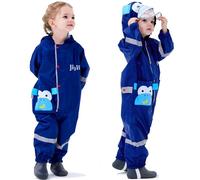 Fewlby Kids Rain Suit, Puddle Suit Boys Girls All in One Waterproof Overalls Toddler Muddy Suit Hooded Raincoat Cartoon Monkey Rainwear, 1-3 Years S Size