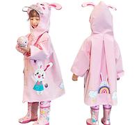 Fewlby Kids Raincoat Boys Girls Toddler Rain Poncho Waterpoof Rain Jacket Children Cartoon Rainwear 4-6 Years