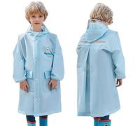 Fewlby Kids Raincoats - Boys Girls Rain Poncho Hooded Rain Jacket Waterpoof Rain Coats Toddler Cartoon Rainproof Cape Rainwear with Portable Bag, 10-12 Years Size 2XL