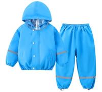 Fewlby Puddle Suit Kids Waterproof Suit, Waterproof Jacket & Rain Trousers 2-Piece Set, Girls Boys Raincoat and Pants Toddler Rain Suit, 3-4 Years