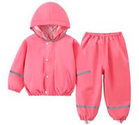 Fewlby Waterproof Suit Kids Puddle Suit, Waterproof Jacket & Rain Trousers 2-Piece Set, Girls Raincoat and Pants Toddler Rain Suit, 3-4 Years