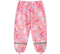 Fewlby Waterproof Trousers Kids Rain Trousers, Girls Mud Proof Pants with Reflective Strips Lightweight Cartoon Unicorn Rain Wear for Outdoor Play, XXL Size 10-11 Years